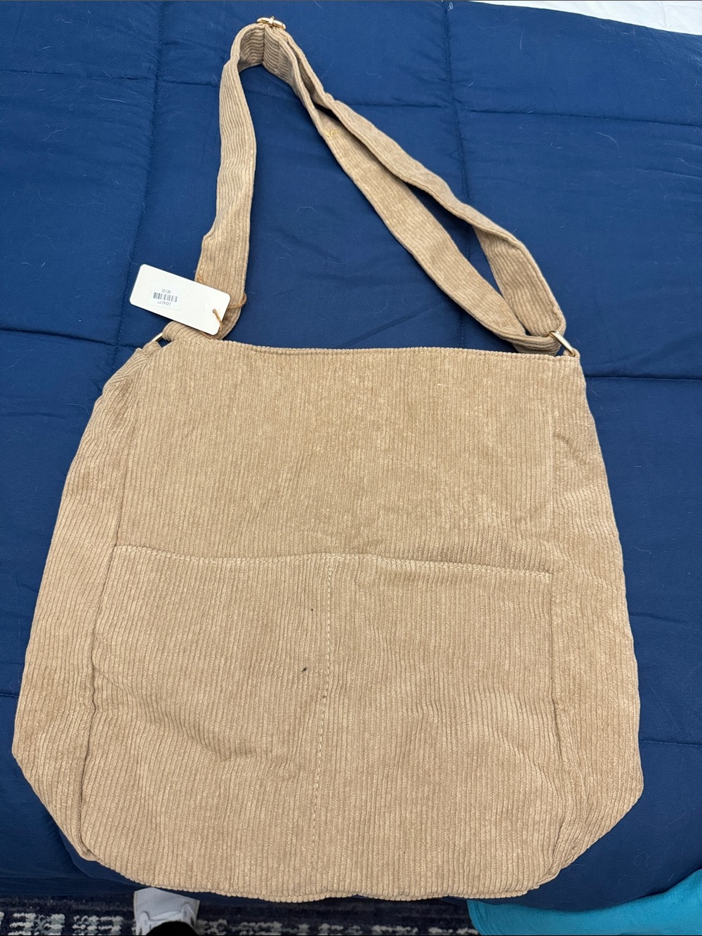 Corduroy Shoulder Bag in Camel Tan